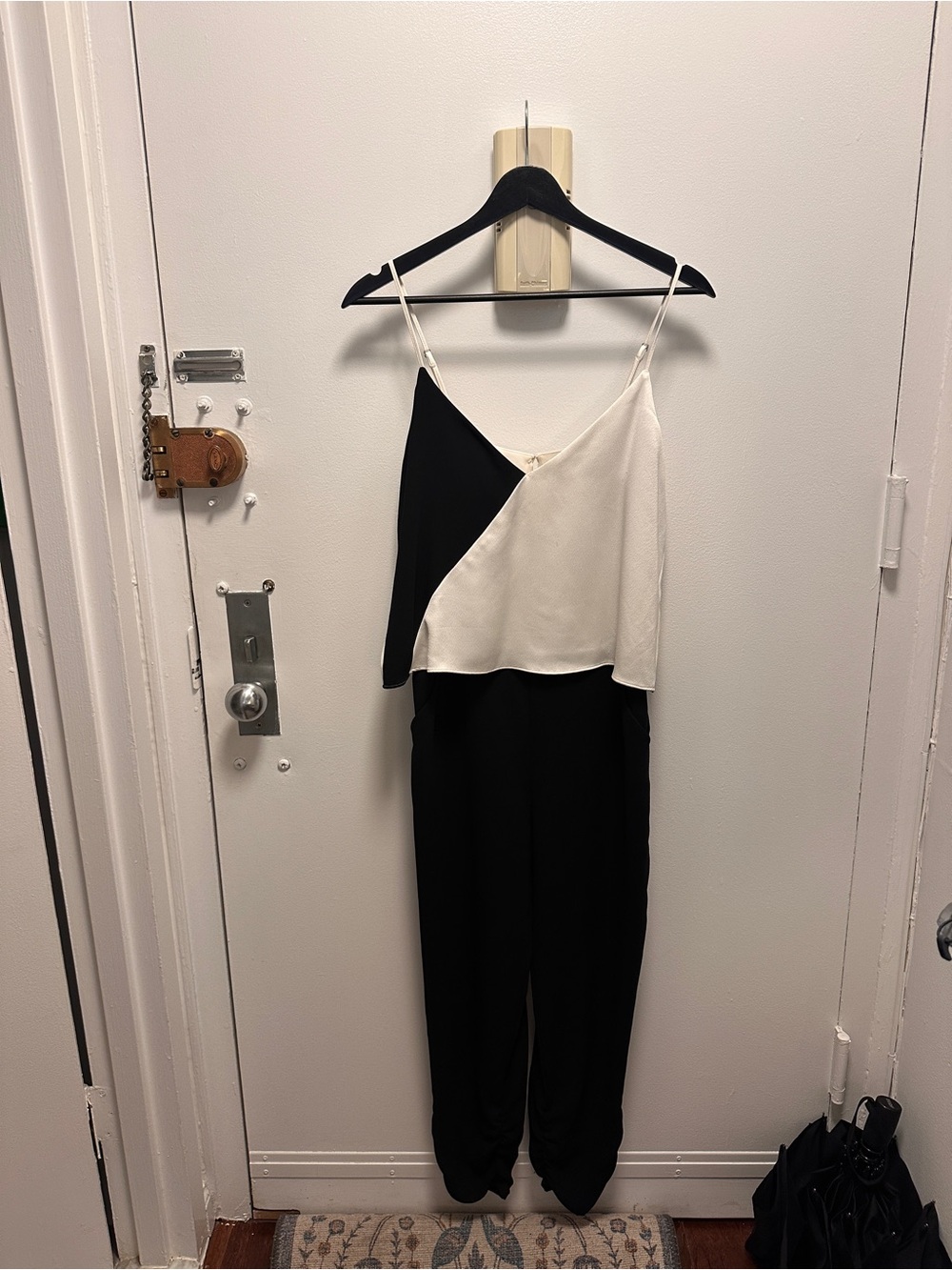Parker Black and Ivory Two-Tone Spaghetti Strap Jumpsuit